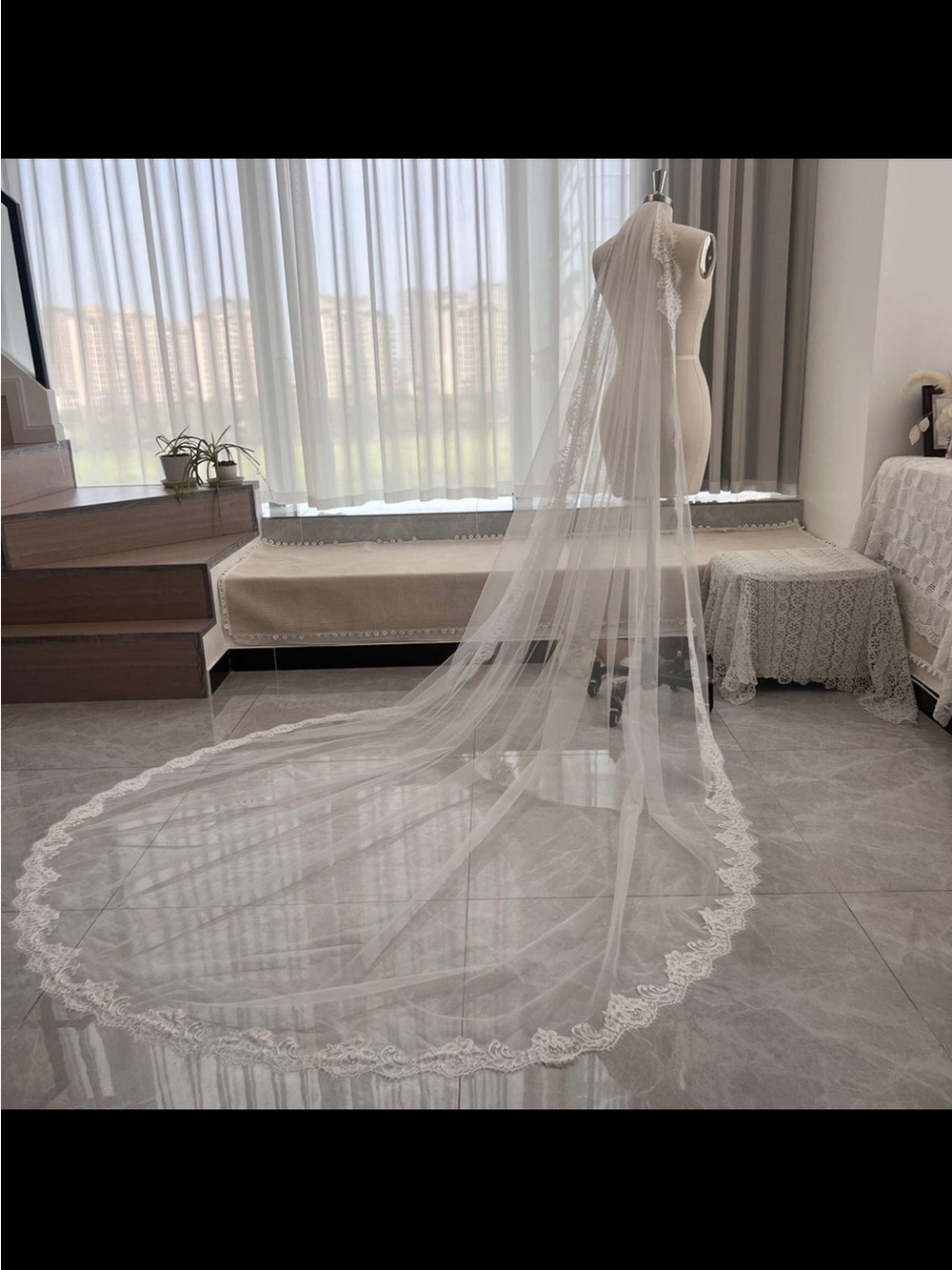 Bridal Cathedral Lace Veil
